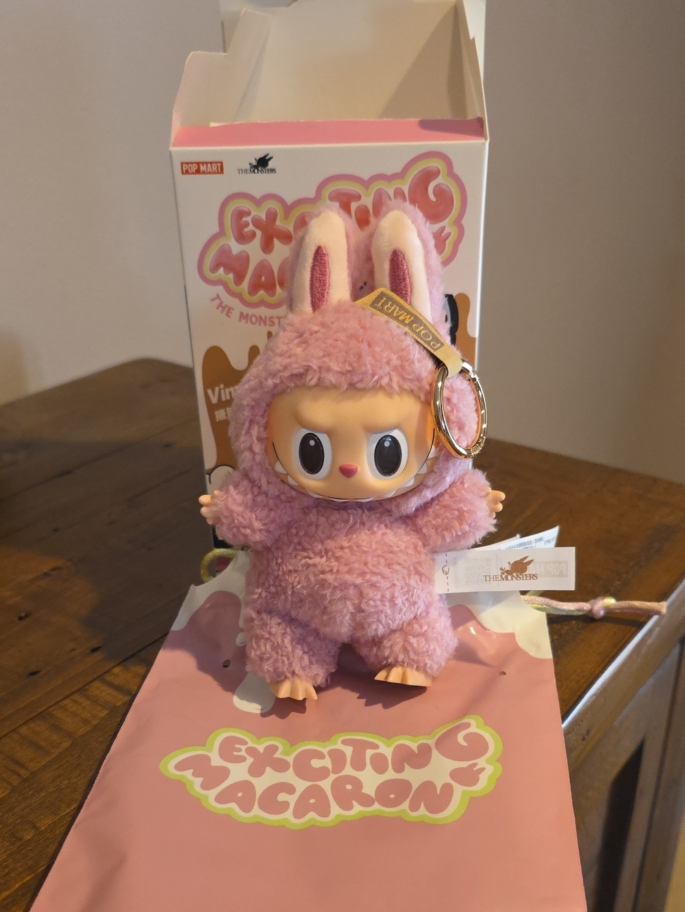 Exciting Macaron Pink Labubu Plush Keychain